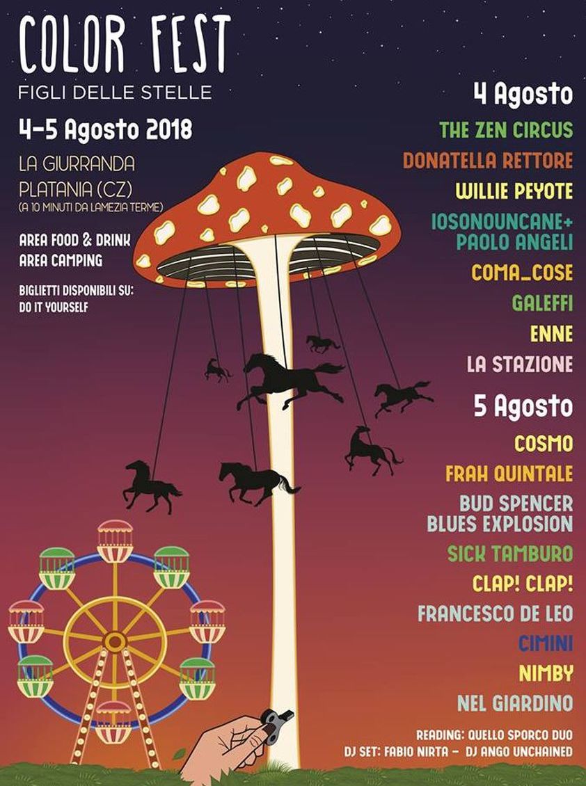 Ecco il programma del Color Fest che si terra’ in agosto a La Giurranda, nel Parco Naturale di Platania (Cz)